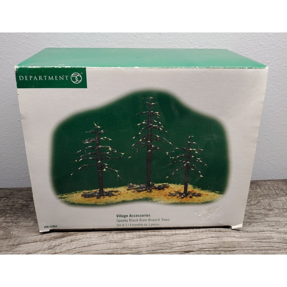 Dept 56 Snow Village Halloween 2001 SPOOKY BLACK BARE BRANCH TREES 3 Pc 52964